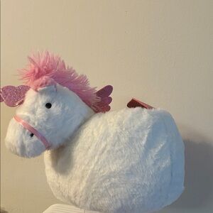 NEW Spritz Pink And White Plush Unicorn Easter Basket